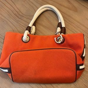 Micheal Kors Orange Horse Bit Purse with Gold Accents